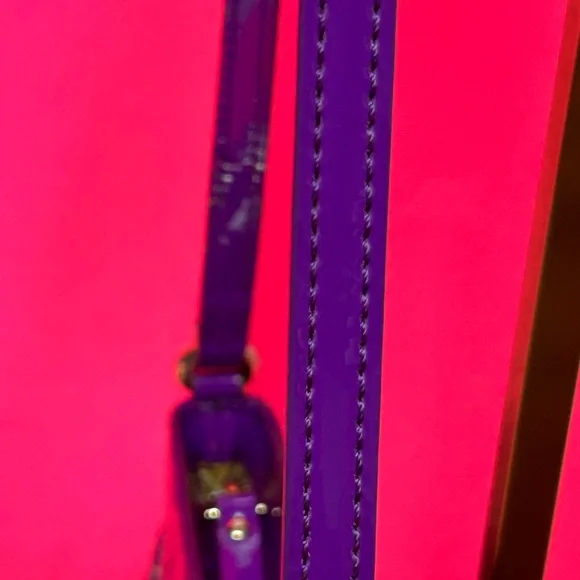 Kate Spade New York Purple Patent Circle-Embossed Shoulder Bag Approx. 9.5 x 5.5 - Picture 13 of 13
